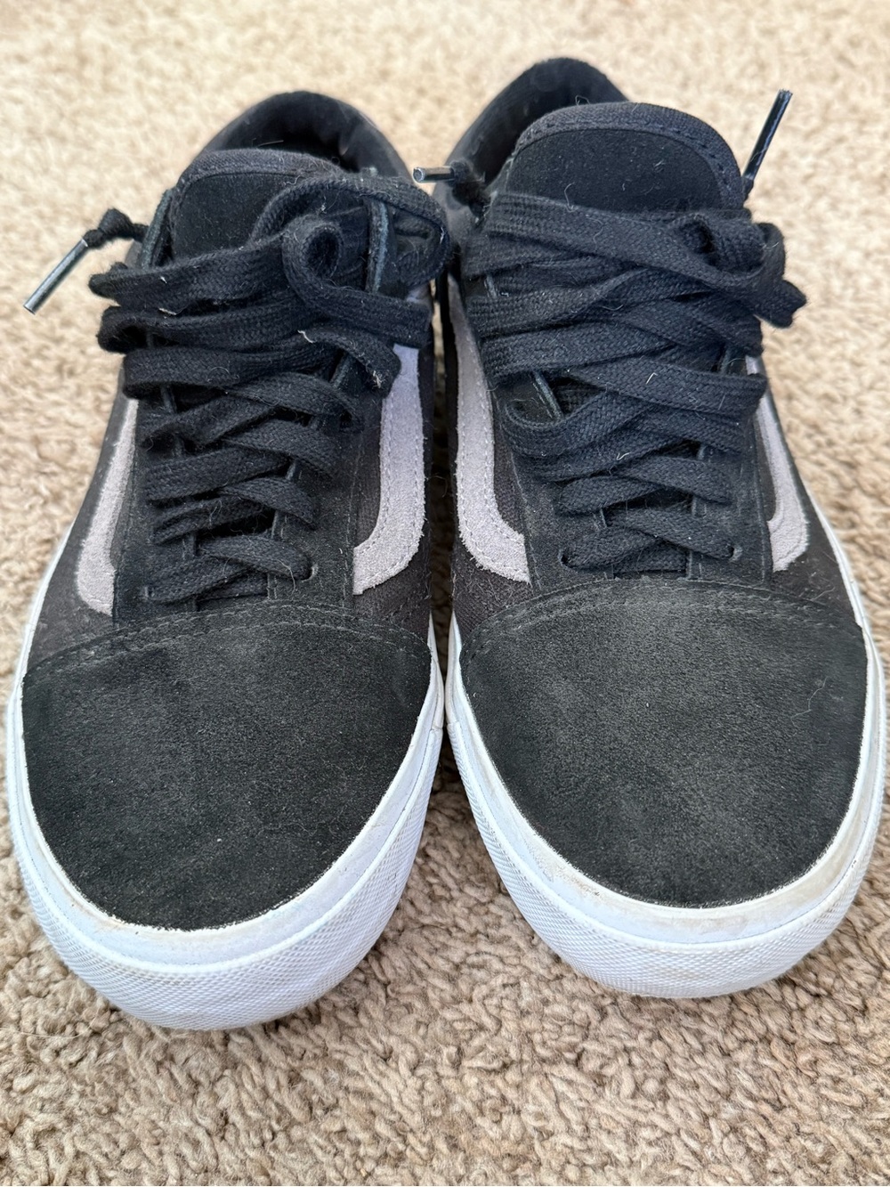 Vans Black Suede Sneakers with Gray Sidestripe
